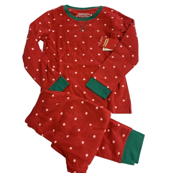 Jammies For Your Families 2-Piece Pajama Set XS (6/6X)  Girls Red Polka Dot Poly - Picture 1 of 10